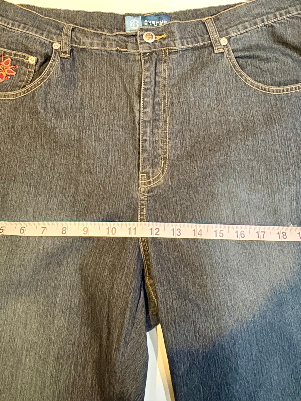 Boho Embroidered Straight Leg Jeans Size 18 | Y2K Cottagecore Floral Denim” - Picture 6 of 9